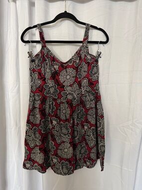 Forever 21 Red Floral Mini Dress with Black & Cream Flowers